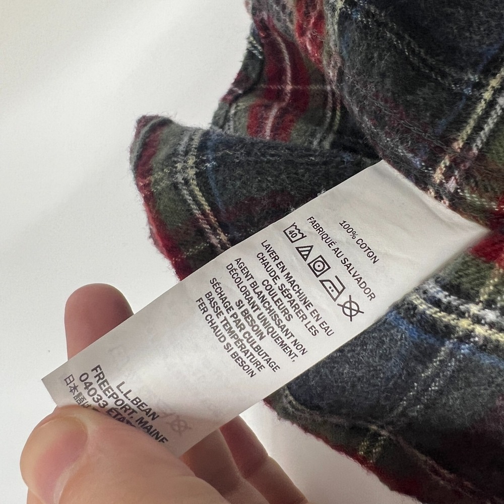 L.L.Bean Mens Traditional Fit Plaid Flannel Button Up Shirt Mens Size M Gray Red - Picture 7 of 11